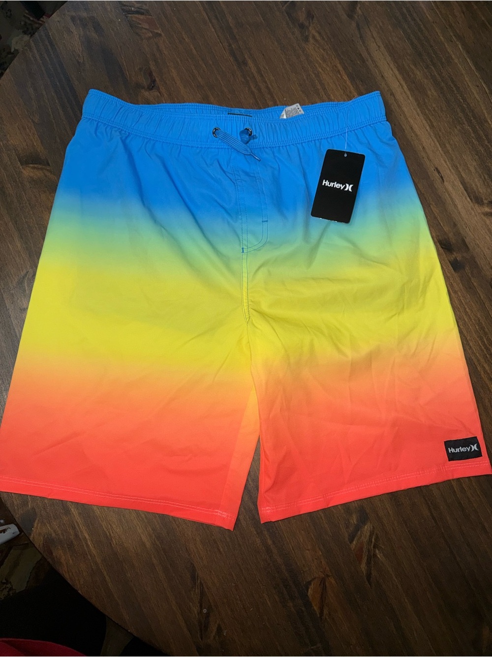 Hurley Boys Blue, Yellow & Orange Ombre Swim Trunks